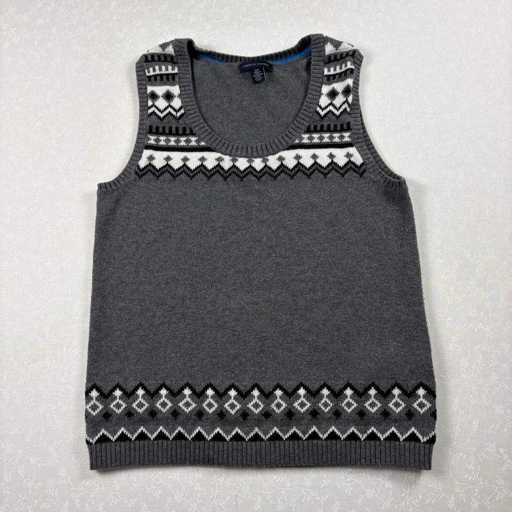 Vintage 100% Cotton Tommy Hilfiger Fair Isle Sweater Vest — Size S